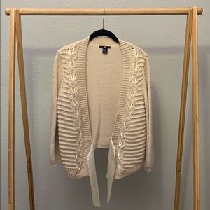 H&M Women’s 3/4 Sleeve Ribbon Sweater Tan Size S